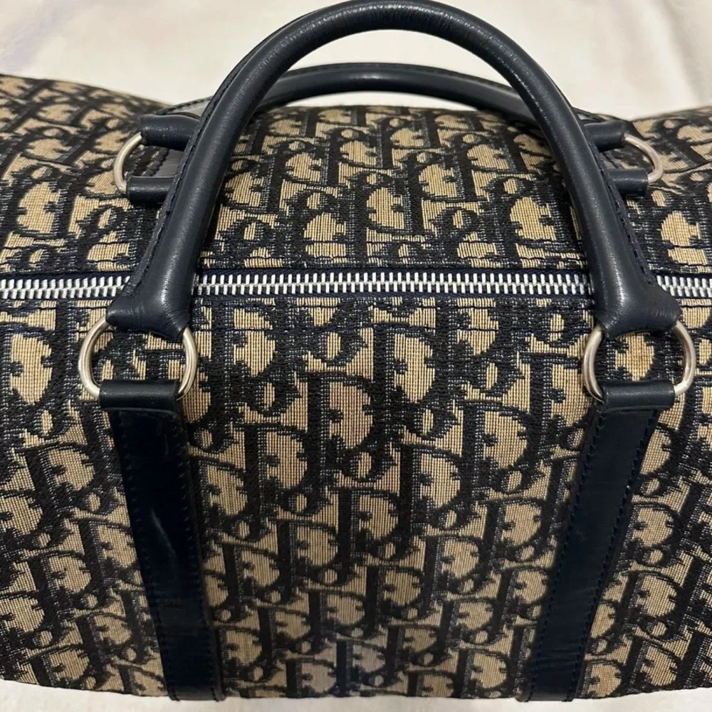 Vintage dior blue and Tan Monogram bowling / Boston bag! - Picture 11 of 15